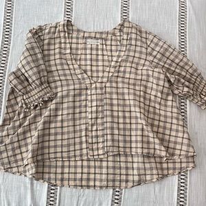 Boxy plaid blouse